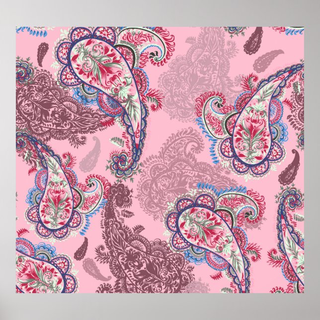 Pastel paisley, traditional ethnic seamless patter poster (Front)