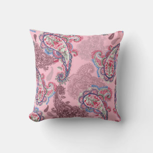 Pastel paisley, traditional ethnic seamless patter throw pillow
