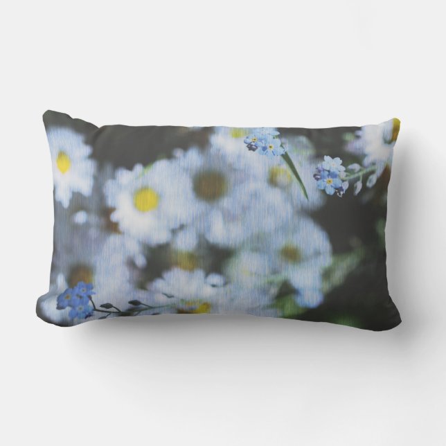 Pastel Pale Blue Daisies Cushion Throw Pillow (Front)
