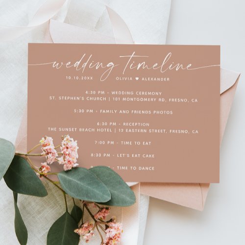 Pastel pale pink minimalist wedding party timeline invitation
