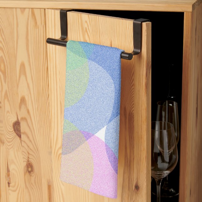 Pastel Pale Turquoise Abstract Art Circles Kitchen Towel (Thirds Fold)