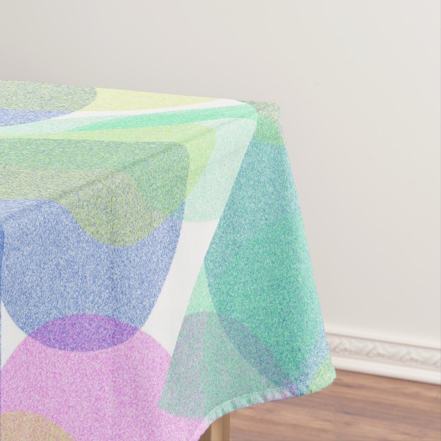 Pastel Pale Turquoise Abstract Art Circles Tablecloth (In Situ)