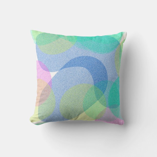 Pastel Pale Turquoise Abstract Art Circles Throw Pillow (Front)