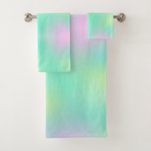 Pastel Pale Turquoise Pink Abstract Art Bath Towel Set