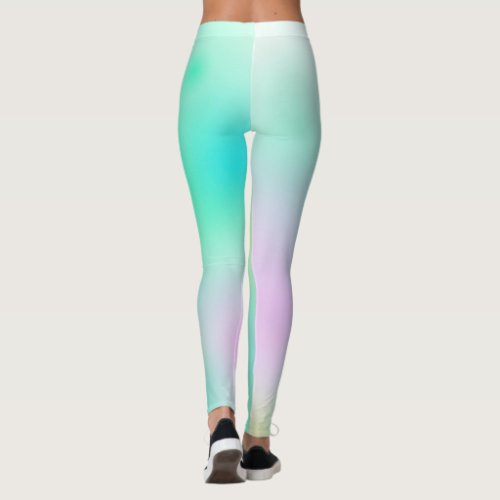 Pastel Pale Turquoise Pink Abstract Art Leggings