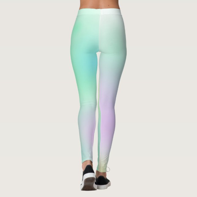 Pastel Pale Turquoise Pink Abstract Art Leggings (Back)