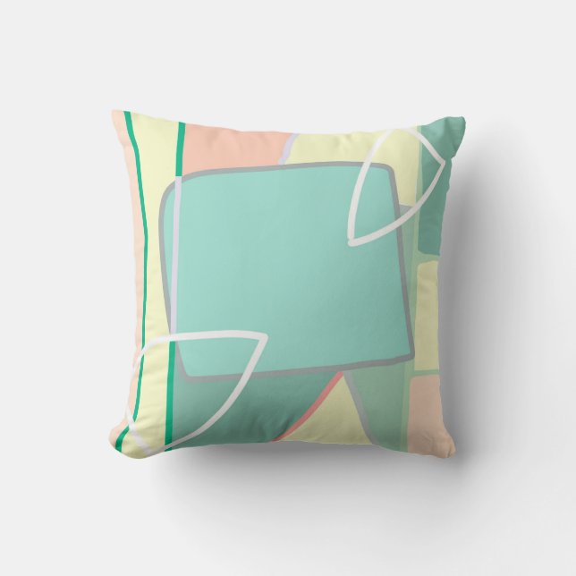 Pastel Pale Turquoise Pink Abstract Art Throw Pillow (Front)