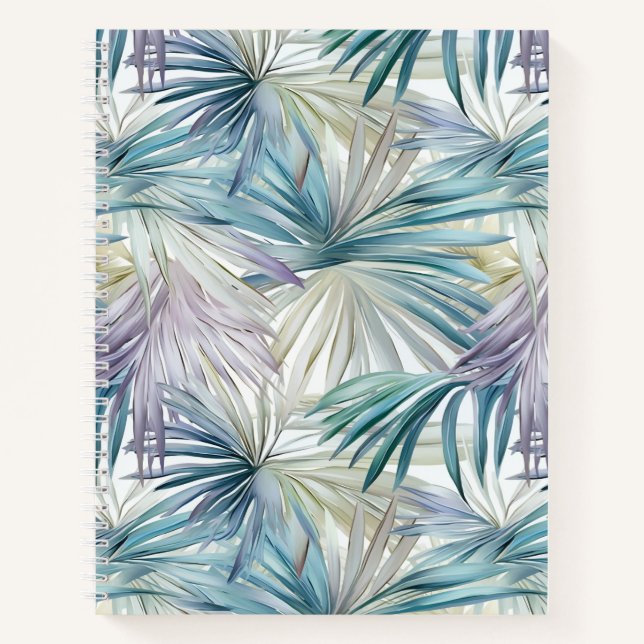Pastel Palm Leaf Patterned Spiral Notebook (Front)