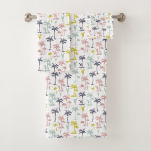 Palm Tree Pattern Bath Towels Zazzle Pastel Palm Tree By The Beach Pattern Bath Towel Set