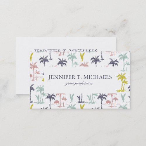 Pastel Palm Tree by the Beach Pattern Business Card