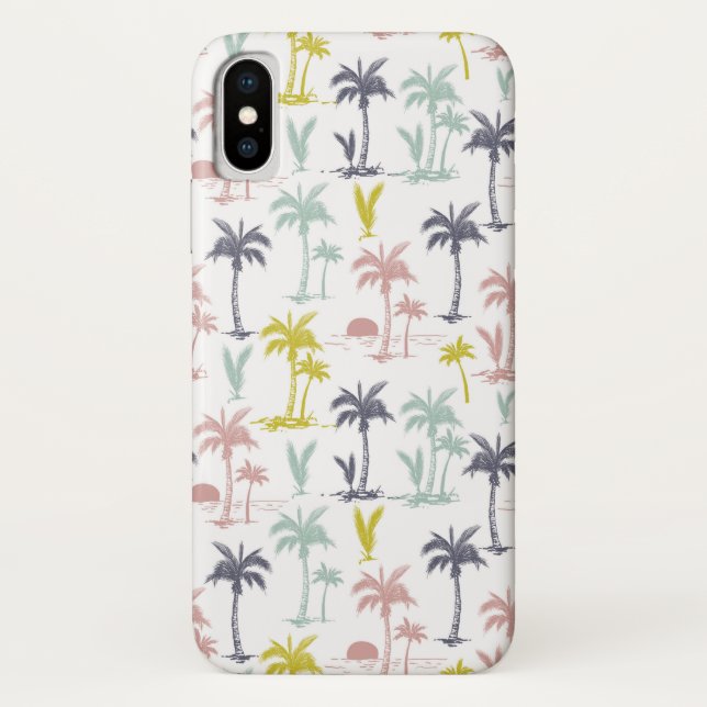 Pastel Palm Tree by the Beach Pattern Case-Mate iPhone Case (Back)