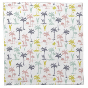 Pastel Palm Tree by the Beach Pattern Cloth Napkin