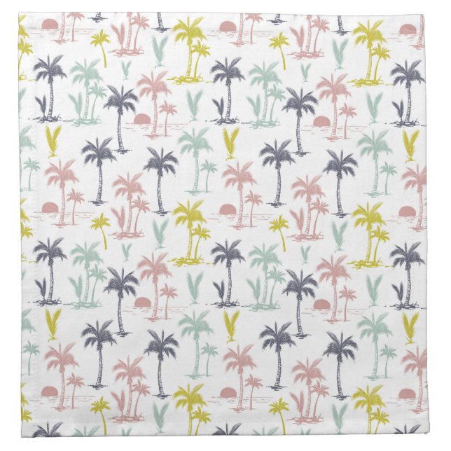 Pastel Palm Tree by the Beach Pattern Cloth Napkin (Front)