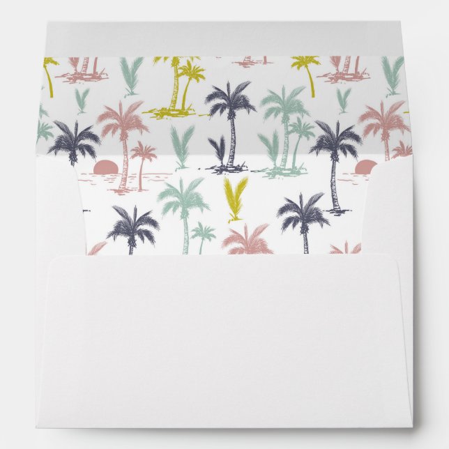 Pastel Palm Tree by the Beach Pattern Envelope (Back (Bottom))