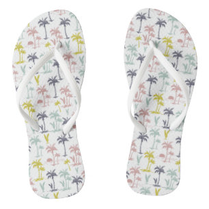 Pastel Palm Tree by the Beach Pattern Flip Flops