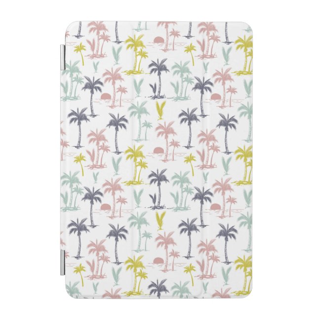 Pastel Palm Tree by the Beach Pattern iPad Mini Cover (Front)
