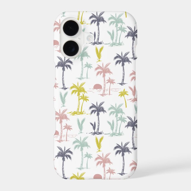 Pastel Palm Tree by the Beach Pattern Iphone Case (Back)