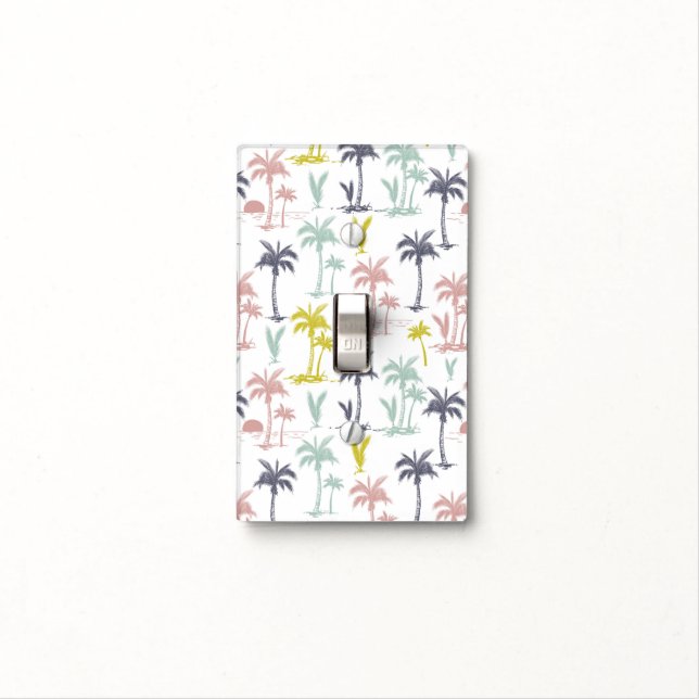 Pastel Palm Tree by the Beach Pattern Light Switch Cover (In Situ)
