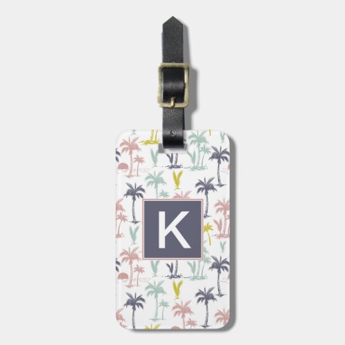 Pastel Palm Tree by the Beach Pattern Luggage Tag