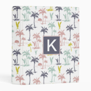 Pastel Palm Tree by the Beach Pattern Mini Binder