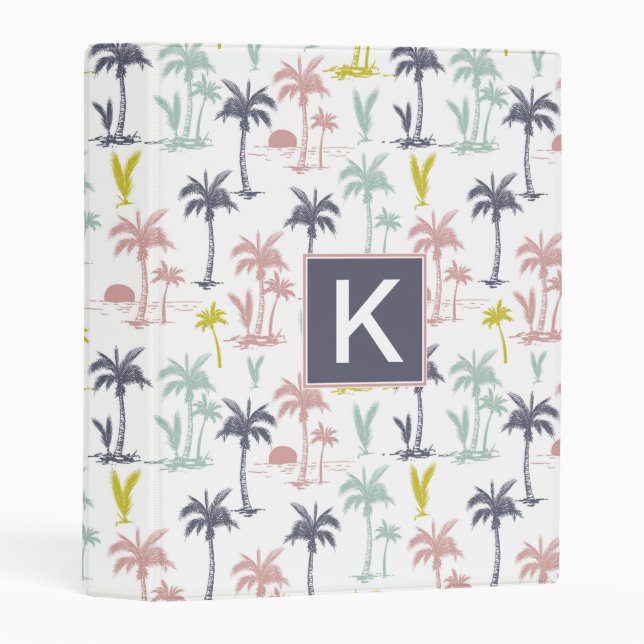 Pastel Palm Tree by the Beach Pattern Mini Binder (Front/Spine)