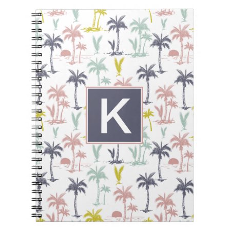 Pastel Palm Tree By The Beach Pattern Notebook