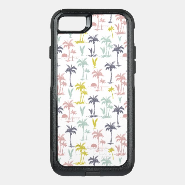 Pastel Palm Tree by the Beach Pattern Otterbox iPhone Case (Back)