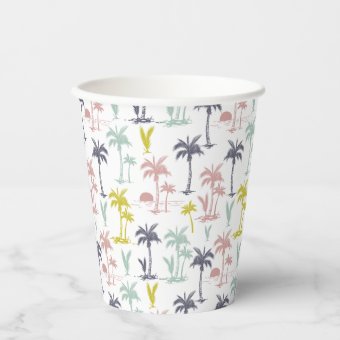 Pastel Palm Tree by the Beach Pattern Paper Cups | Zazzle