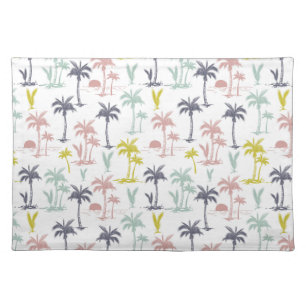 Pastel Palm Tree by the Beach Pattern Placemat