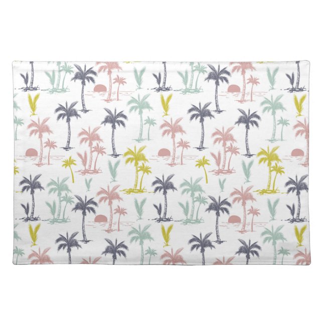 Pastel Palm Tree by the Beach Pattern Placemat (Front)