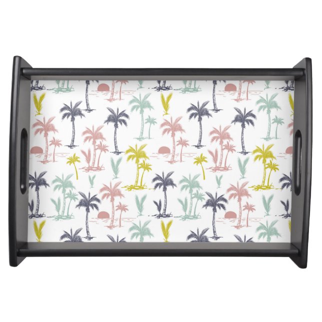 Pastel Palm Tree by the Beach Pattern Serving Tray (Front)