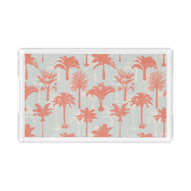Pastel Palm Tree Pattern Acrylic Tray (Front)