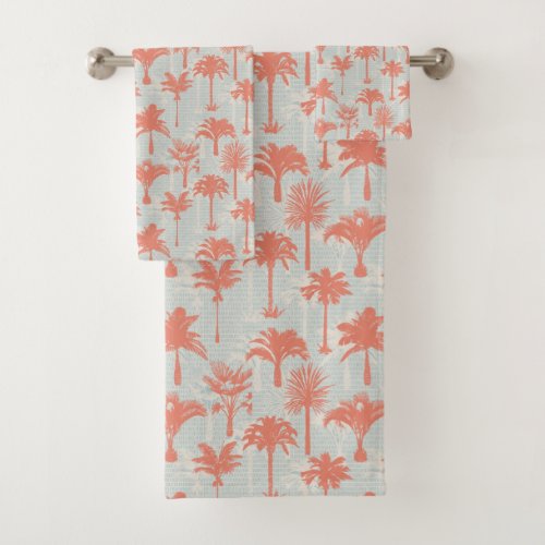 Pastel Palm Tree Pattern Bath Towel Set