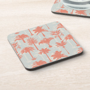 Pastel Palm Tree Pattern Beverage Coaster