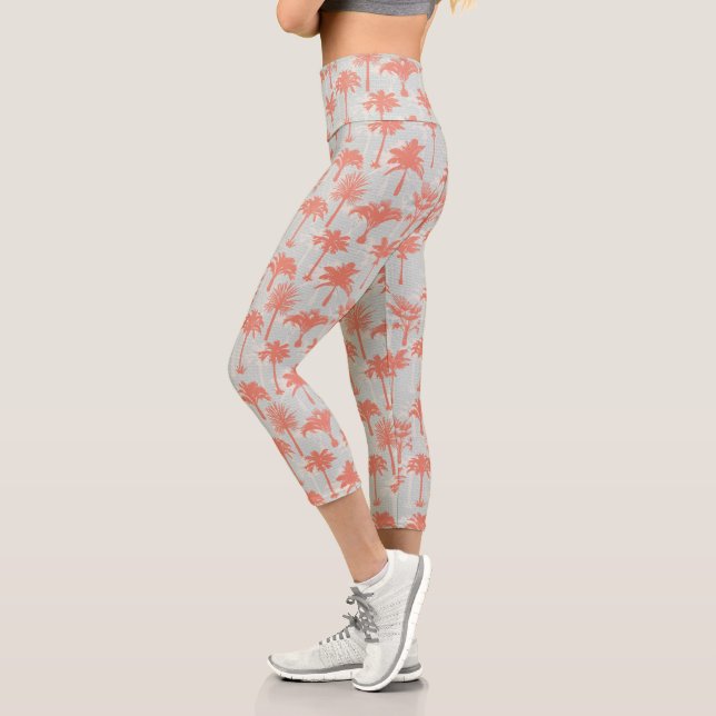 Pastel Palm Tree Pattern Capri Leggings (Left)