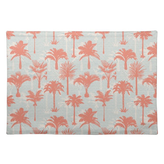 Pastel Palm Tree Pattern Cloth Placemat (Front)