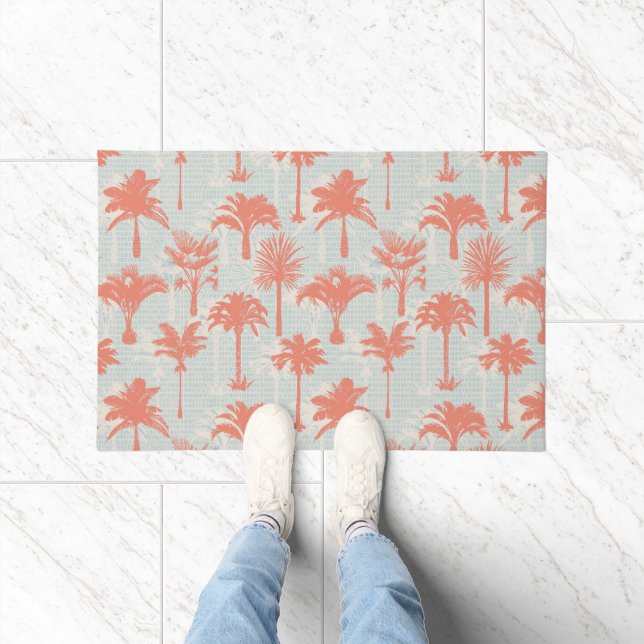 Pastel Palm Tree Pattern Doormat (Indoor)