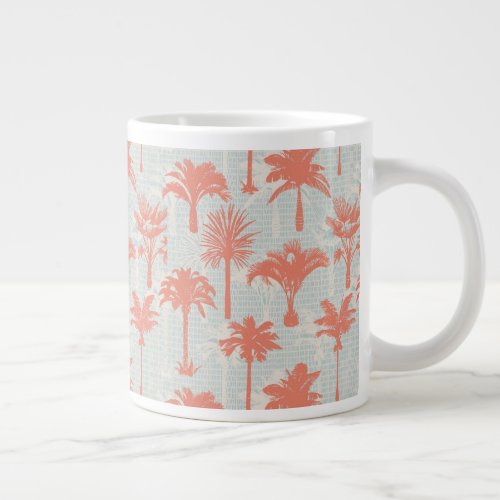 Pastel Palm Tree Pattern Giant Coffee Mug
