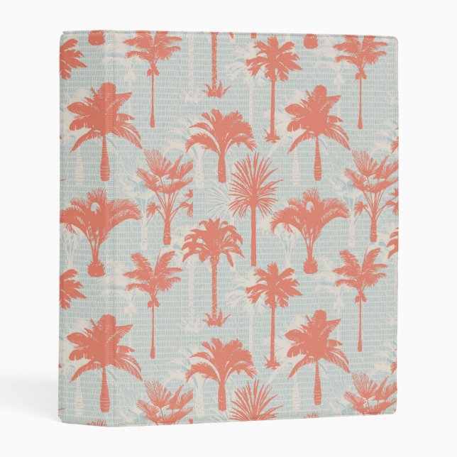 Pastel Palm Tree Pattern Mini Binder (Front/Spine)