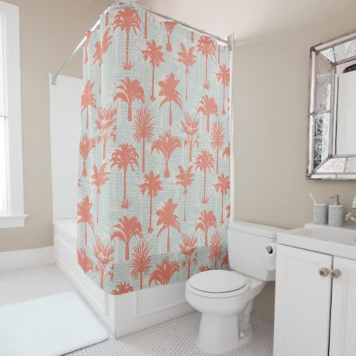 Pastel Palm Tree Pattern Shower Curtain