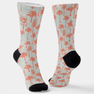 Pastel Palm Tree Pattern Socks
