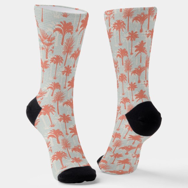Pastel Palm Tree Pattern Socks (Angled)
