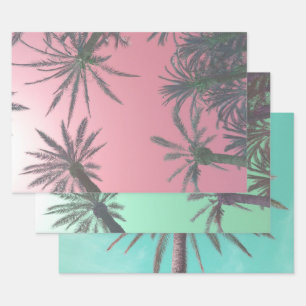 Pastel Palm Trees Photographic Wrapping Paper Sheets