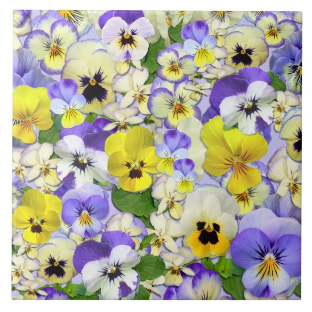 Pastel Pansies Ceramic Tile (Front)