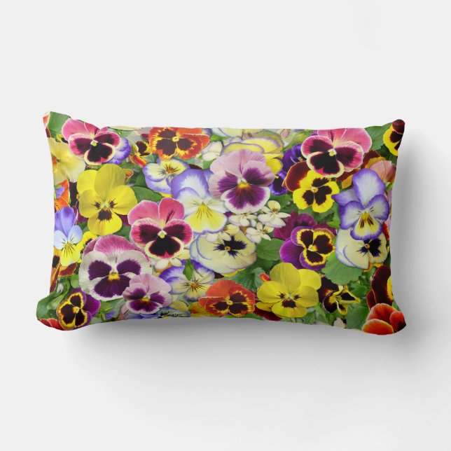 Pastel Pansies Lumbar Pillow (Front)