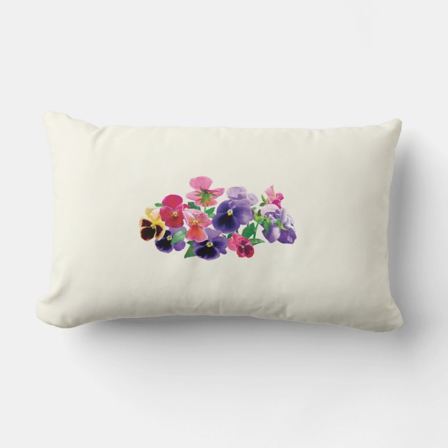 Pastel Pansies Lumbar Pillow (Front)