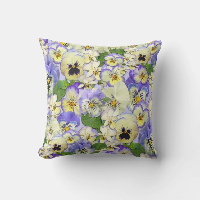 Pastel  Pansies Outdoor Pillow (Front)