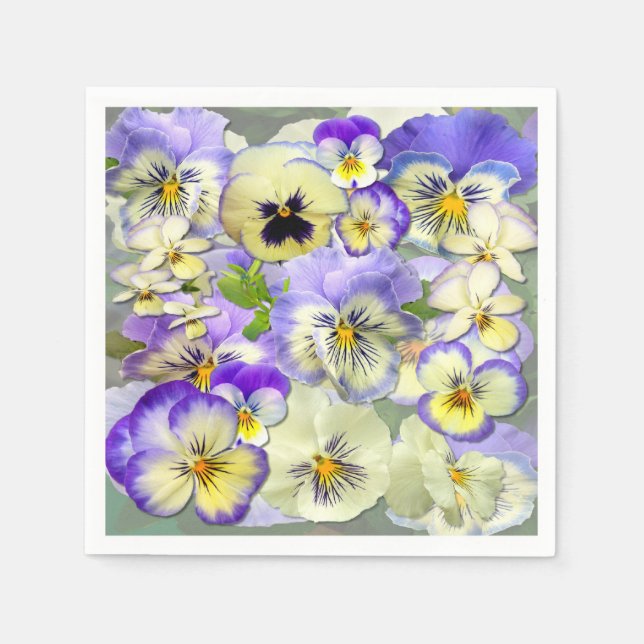 Pastel Pansies Paper Napkins (Front)