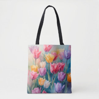 Pastel paradise tulips tote bag