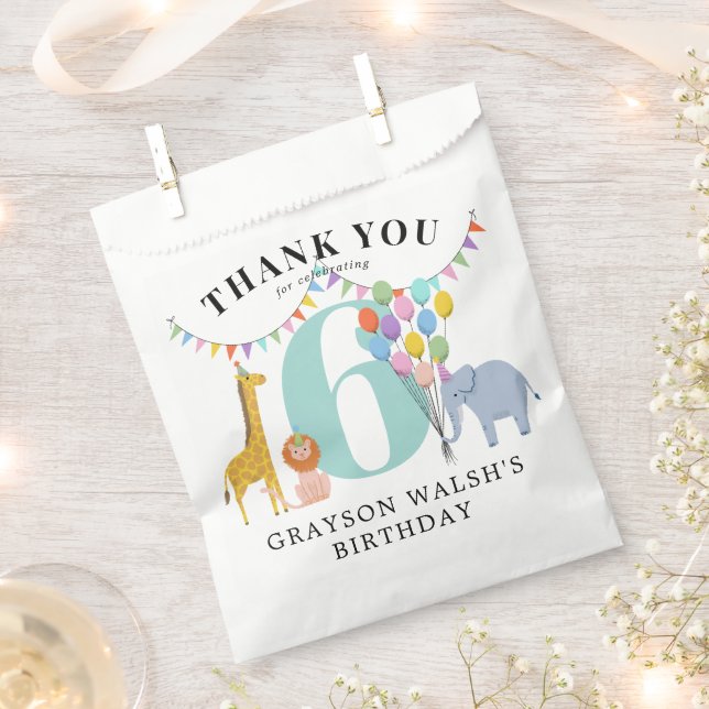 Pastel Party Animals Birthday Party Favor Bag (Clipped)